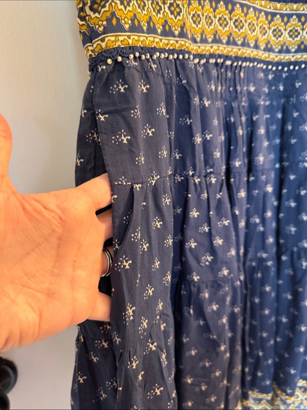 Sea New York Navy and Gold Paisley-Trim Mini Dress - Picture 3 of 6